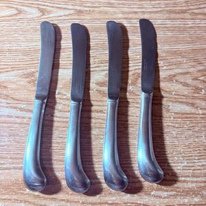 4 Korea Dinner Butter Knife Pistol Grip Hollow Handle 9" Stainless Vtg mcm #3